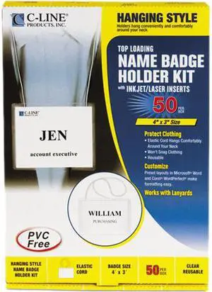 C-line 96043 Badge Holder Kits, Top Load, 3 x 4, White, 50/Box