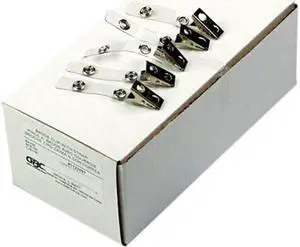 Badge Clip with Mylar Strap, Silver, 100/Box