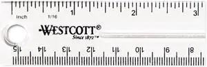 Westcott 45016 Shatter-Resistant Plastic Ruler, 6" Length, Transparent