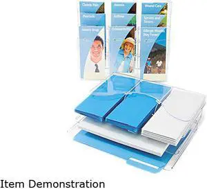 Three-Tier Document Organizer w/Dividers, 13-3/8w x 3-1/2d x 11-1/2h, Clear