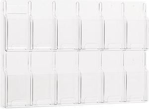 Safco Reveal Clear Literature Displays, 12 Compartments, 30 w x 2d x 20-1/2h, Clear