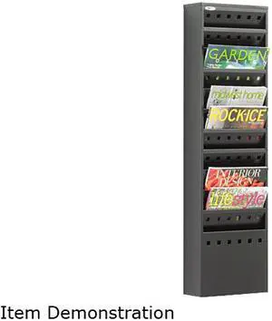 Steel Magazine Rack, 11 Compartments, 10w x 4d x 36-1/4h, Black