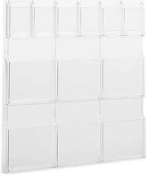 Safco Reveal Clear Literature Displays, 12 Compartments, 30w x 2d x 34-3/4h, Clear