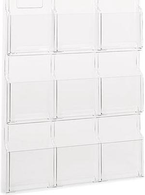 Reveal Clear Literature Displays, 9 Compartments, 30w x 2d x 36-3/4h, Clear