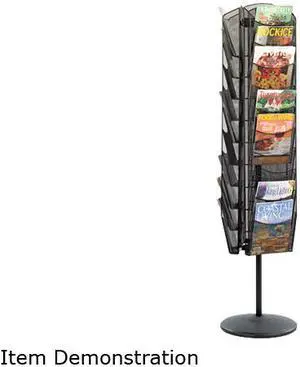 Onyx Mesh Rotating Magazine Display, 30 Compartments, 16-1/2w x 66h, Black