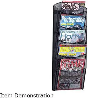 Safco Mesh Literature Rack, 5 Compartments, 10-1/4w x 3-1/2d x 28-1/3h, Black