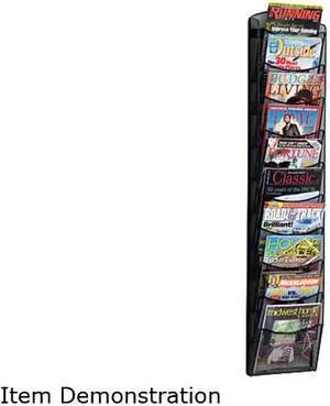 Safco Mesh Literature Rack, 10 Compartments, 10-1/4w x 3-1/2d x 50-3/4h, Black