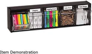 Deflect-o 20504OP Tilt Bin Plastic Storage System w/5 Bins, 23 5/8 x 5 1/4 x 6 1/2, Black