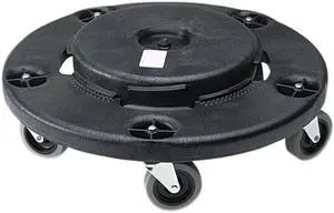 Rubbermaid Commercial 264000BK Brute Round Twist On/Off Dolly, 350 lb Capacity, 18dia x 6 5/8h, Black