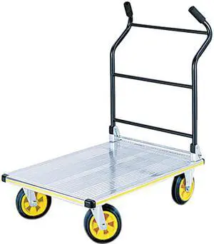 Safco 4053NC Stow-Away Platform Truck, 900lb Capacity, 24 x 35-1/4, Aluminum/Black