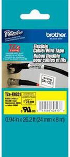 Brother TZE-FX651 Black on yellow Flexible Label Tape