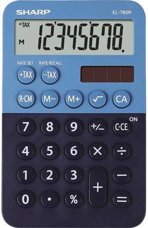 Sharp EL760RBBL Handheld Calculator, 8-Digit LCD