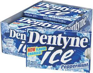 Dentyne Ice 00 12546 31254 00 Sugarless Gum, Peppermint Flavor, 16 Pieces/Pack, 9 Packs/Box