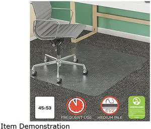 Deflecto CM14242COM SuperMat Frequent Use Chair Mat, Rectangle, 45.00" x 53.00", Medium Pile, Clear