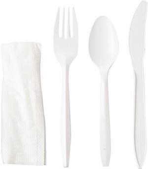 GEN GEN5KITMW WraPolypropyleneed Cutlery Kit, 6.25", Fork/Knife/Napkin/Salt/PePolypropyleneer, White, 500 / Carton