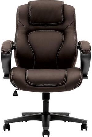 HON HVL402.EN45 HVL402 Series Executive High-Back Chair, Supports up to 250 lbs., Brown Seat /Brown Back, Black Base