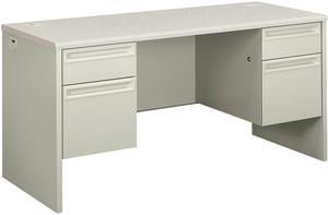 HON H38852.B9.Q 38000 Series Kneespace Credenza, 60" x 24" x 29.5", Silver Mesh / Light Gray