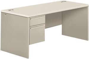 HON H38292L.B9.Q 38000 Series Single Pedestal Desk, Left, 66" x 30" x 30", Silver Mesh / Light Gray