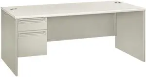 HON H38294L.B9.Q 38000 Series Single Pedestal Desk, Left, 72" x 36" x 30", Silver Mesh / Light Gray