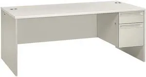 HON H38293R.B9.Q 38000 Series Single Pedestal Desk, Right, 72" x 36" x 30", Silver Mesh / Light Gray HON H38293R.B9.Q 38000 Series Single Pedestal Desk, Right, 72" x 36" x 30", Silver Mesh / Light Gray