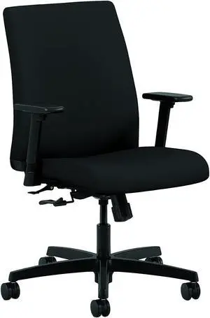 HON HITL1.A.H.U.CU10.T.SB Ignition Series Fabric Low-Back Task Chair, Supports up to 300 lbs., Black Seat/Black Back, Black Base