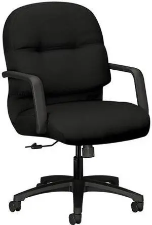 HON H2092.H.CU10.T Pillow-Soft 2090 Series Managerial Mid-Back Swivel/Tilt Chair, Supports up to 300 lbs., Black Seat/Black Back, Black Base