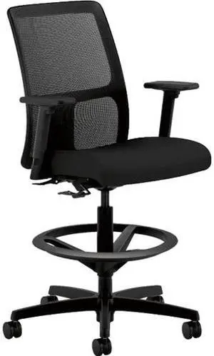 HON HITS5.A.H.M.CU10.T.SB Ignition Series Mesh Low-Back Task Stool, 33" Seat Height, Supports up to 300 lbs., Black Seat/Black Back, Black Base