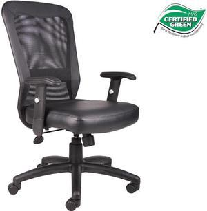 Boss  Office Products B580 The Web Back And Leather Plus Seat with Web Tension Knob 1 Unit Task Chair - Black