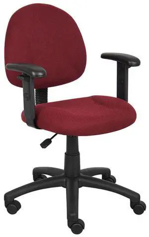 BOSS Burgundy Perfect Posture Deluxe Office Task Chair with Adjustable Arms (B316-BY)