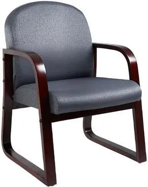 BOSS Grey Fabric with Mahogany Wood Reception Chair (B9570-GY)