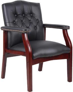 BOSS Office Products B959-BK Ivy League Executive Guest Chair - Black/Mahogany