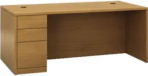 HON 10500 "L" Workstation Single Ped Desk, Left Full-Height Ped, 72 x 36, Harvest