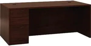 HON 105896LNN 10500 "L" Workstation Single Ped Desk, Left Full-Height Ped, 72.00" x 36.00", Mahogany