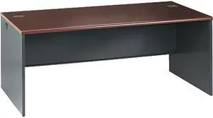 HON 38000 Series Desk Shell, 72w x 36d x 29-1/2h, Mahogany/Charcoal