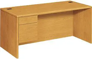 HON 10700 Series " L" Workstation Desk with Three-Quarter Height Pedestal on Left