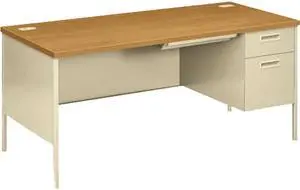 HON P3265RCL Metro Classic Right Pedestal Workstation Desk, 66w x 30d, Harvest / Putty