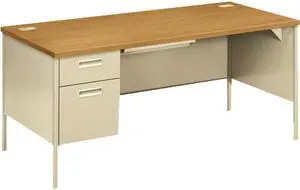 HON P3266LCL Metro Classic Left Pedestal Workstation Desk, 66.00" Width x 30.00" Depth, Harvest / Putty