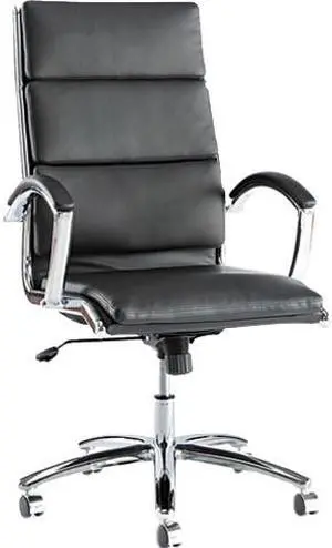 Alera ALENR4119 Alera Neratoli Series High-Back Swivel/Tilt Chair, Black Leather, Chrome Frame