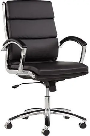 Alera Neratoli Series NR4219 (ALENR4219)Mid-Back Swivel/Tilt Chair, Black Leather, Chrome Frame