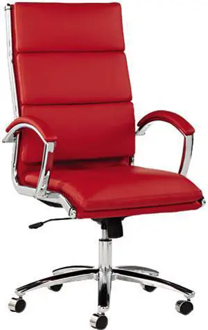 Alera 4139 - Neratoli Series High-Back Swivel/Tilt Chair, Red Soft Leather, Chrome Frame