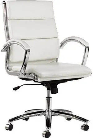 Alera Neratoli Series NR4206 (ALENR4206) Mid-Back Swivel/Tilt Chair, White Stain-Resistant Faux Leather, Chrome
