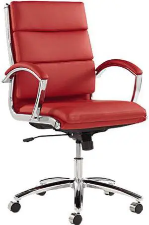 Alera Neratoli Series NR4239 (ALENR4239)Mid-Back Swivel/Tilt Chair, Red Leather, Chrome Frame