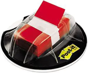 3M 680HVRD Post-it Flags in a Desk Grip Dispenser