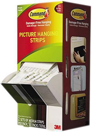 3M 17201CABPK - Command Picture Hanging Strips, 5/8" x 2 3/4", White, 50/Carton