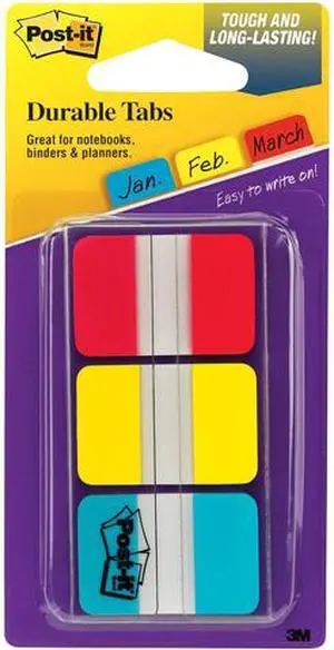 3M 686RYBT Durable Index Tabs, 1'' x 1-1/2''
