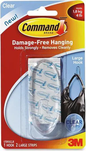 3M 17093CLR Outdoor Large Clear Window Hook with Clear Strips