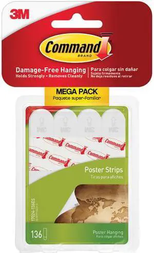 Command 17024136ES Removable Adhesive Poster Strips