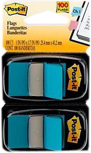 Post-it 680-BB2 Flags, Blue, 1 in Wide, 50/Dispenser, 2 Dispensers/Pack