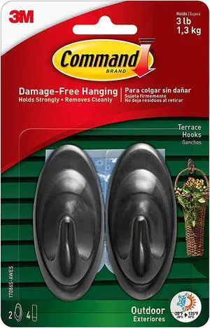 Command 17086S-AWES Outdoor Medium Slate Terrace Hooks