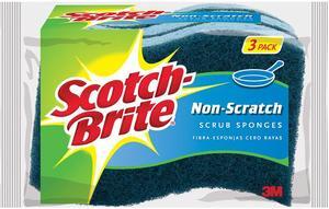 Scotch-Brite MP-3-8-D Non-Scratch Scrub Sponge, Recycled, 3 Pack